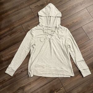 Cupcakes And Cashmere‎ Swing Hoodie Women's Small Gray Lace Up Long Sleeve